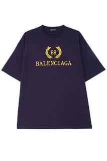 Синяя футболка с логотипом Balenciaga