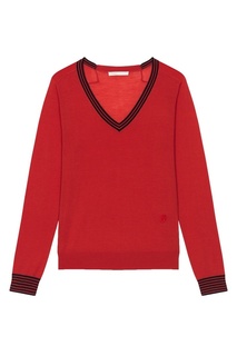 Красный пуловер с контрастной отделкой Maje