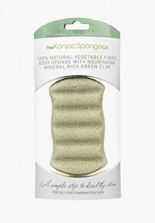 Спонж для тела The Konjac Sponge Co для мытья Premium Six Wave Body Puff with French Green Clay (премиум-упаковка)