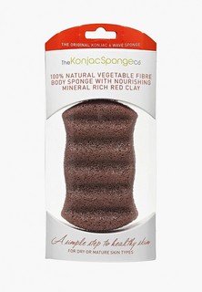 Спонж для тела The Konjac Sponge Co для мытья Premium Six Wave Body Puff with French Red Clay (премиум-упаковка)