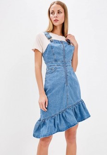 Платье джинсовое LOST INK DENIM RUFFLE HEM DUNGAREE DRESS