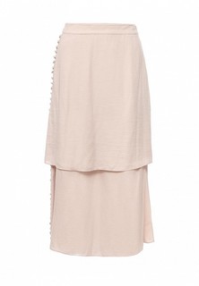 Юбка Lost Ink HAMMERED SATIN BUTTON SIDE LAYERED MIDI