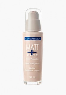 Тональный крем Seventeen Seventeen. длительного действия 00 "MATT PLUS LIQUID MAKE-UP SPF20 " светлый фарфор