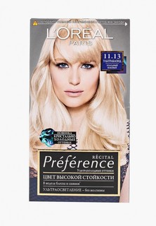 Краска для волос LOreal Paris LOreal "Preference", стойкая, оттенок 11.13, Бежевый Ультраблонд