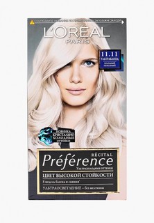 Краска для волос LOreal Paris LOreal "Preference", стойкая, оттенок 11.11, Пепельный Ультраблонд