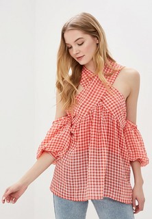 Топ Lost Ink CHECK SMOCK BLOUSE