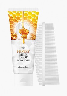 Набор для ванны и душа Double Dare Honey Milk Drop, очищающее молочко для тела + I.M. BUDDY массажная силиконовая щетка, белая