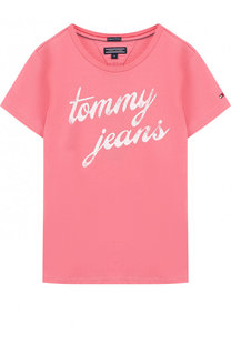 Хлопковая футболка с логотипом бренда Tommy Hilfiger