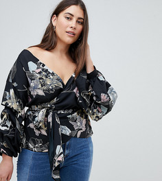 Блузка с запахом и цветочным принтом AX Paris Plus - Мульти