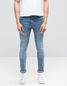 Светло-голубые супероблегающие джинсы скинни Pull&Bear - Синий Pull&;Bear