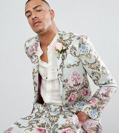 Жаккардовый приталенный пиджак с цветочным рисунком ASOS EDITION Tall wedding - Синий