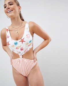 Слитный купальник с узлом PrettyLittleThing - Мульти