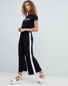 Черные широкие кюлоты с полосками сбоку Pull&Bear - Черный Pull&;Bear