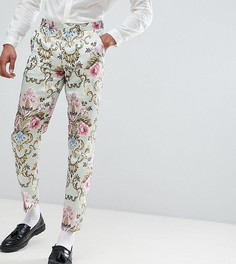 Жаккардовые облегающие брюки пастельной расцветки ASOS EDITION Tall wedding - Синий