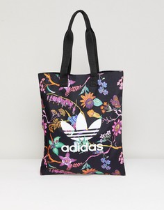Двусторонняя сумка-тоут с цветочным принтом adidas Originals - Черный
