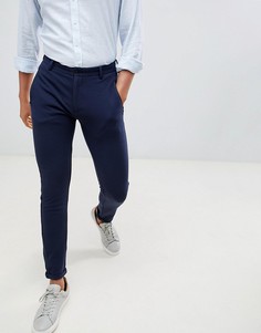 Укороченные трикотажные брюки чиносы с отворотами Clean Cut - Темно-синий