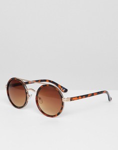 Круглые солнцезащитные очки в черепаховой оправе Jeepers Peepers - Коричневый