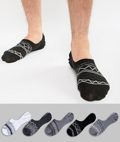 5 пар невидимых носков с ацтекским узором ASOS - Мульти