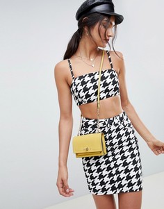 Джинсовый кроп-топ в ломаную клетку с тонкими бретельками ASOS DESIGN - Мульти