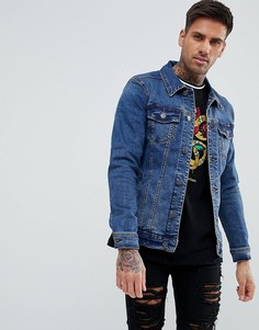 Темно-синяя джинсовая куртка Pull&Bear - Синий Pull&;Bear