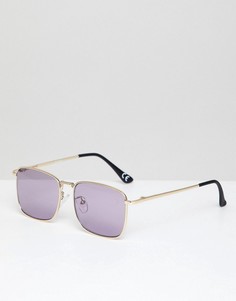 Квадратные солнцезащитные очки с сиреневыми стеклами ASOS DESIGN - Золотой