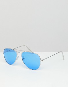 Солнцезащитные очки-авиаторы с голубыми стеклами Jeepers Peepers - Серебряный