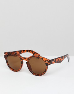 Солнцезащитные очки в круглой черепаховой оправе Jeepers Peepers - Коричневый