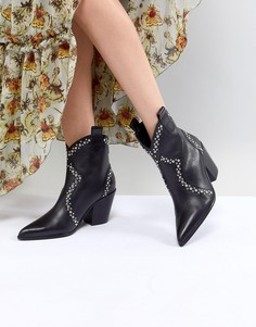 Черные кожаные ботильоны с заклепками в стиле вестерн Jeffrey Campbell - Синий