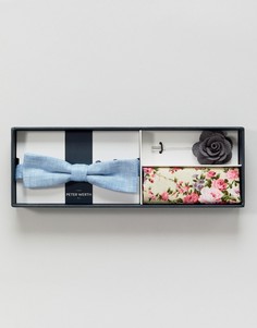 Комплект из галстука-бабочки, платка для нагрудного кармана и бутоньерки Peter Werth - Розовый