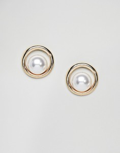 Серьги с искусственным жемчугом DesignB London - Золотой