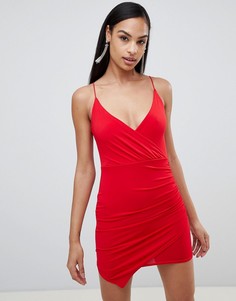 Асимметричное платье с запахом Rare - Красный