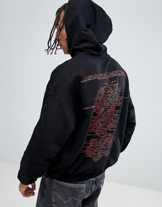 Oversize-худи с принтом на спине и логотипом Cheap Monday - Черный