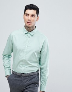 Однотонная поплиновая рубашка узкого кроя Process Black - Зеленый