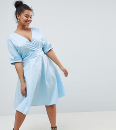 Короткое приталенное платье с V-образным вырезом Uttam Boutique Plus - Синий