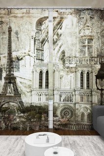 Фотошторы Париж в стиле ретро Сирень