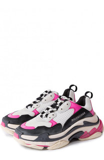 Кожаные кроссовки Triple S с текстильной отделкой Balenciaga