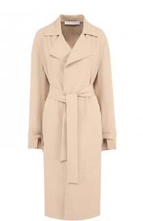 Однотонное пальто с поясом и карманами Victoria Beckham
