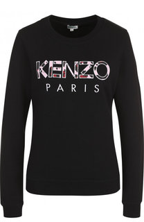 Хлопковый пуловер с логотипом бренда Kenzo