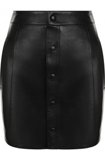 Кожаная мини-юбка с карманами Saint Laurent
