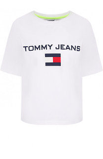 Хлопковая футболка с логотипом бренда Tommy Hilfiger