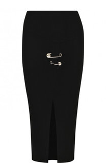 Однотонная юбка с высоким разрезом и декоративной отделкой Versus Versace