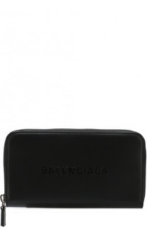 Кожаное портмоне на молнии с логотипом бренда Balenciaga