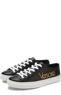 Кожаные кеды с логотипом бренда Versace