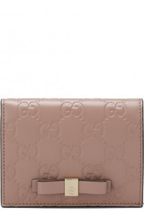 Кожаный футляр для кредитных карт с тиснением Signature Gucci