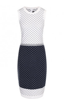Приталенное мини-платье фактурной вязки с круглым вырезом St. John