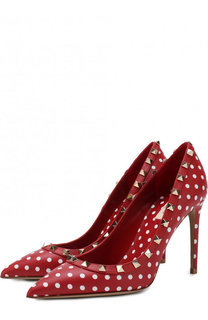 Кожаные туфли Valentino Garavani Rockstud Polka Dot на шпильке Valentino