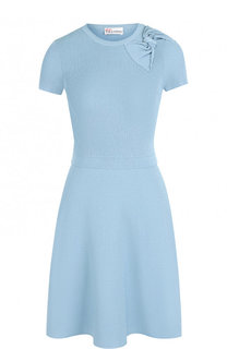 Однотонное приталенное мини-платье с круглым вырезом REDVALENTINO