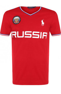 Хлопковая футболка с V-образным вырезом Polo Ralph Lauren