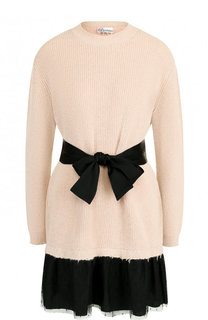 Мини-платье с круглым вырезом и поясом REDVALENTINO