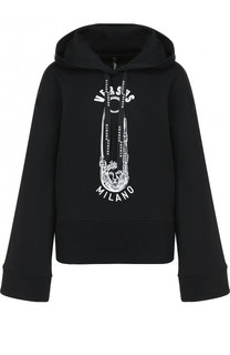 Хлопковый пуловер с капюшоном и принтом Versus Versace